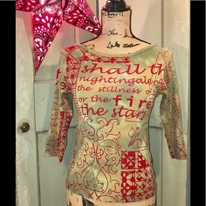 Olive and Red Patterned Top